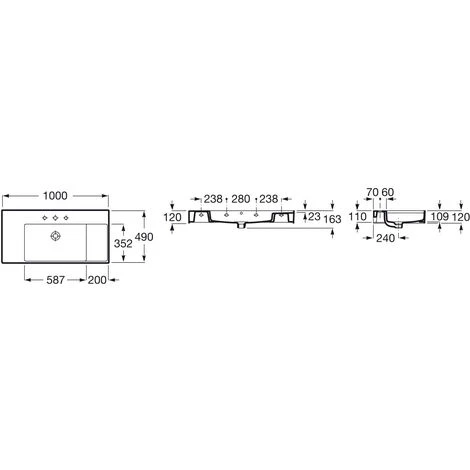 Roca Inspira Lavabo En Fineceramic Avec Trop-plein Et 2 Tablettes, 49x100cm, Autoportant Ou à Poser, Onyx (A32752A640) 2 Roca Inspira Lavabo En Fineceramic Avec Trop-plein Et 2 Tablettes, 49x100cm, Autoportant Ou à Poser, Onyx (A32752A640) – Image 2