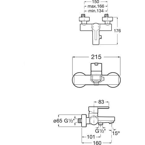 Mitigeur Bain-douche NAIA Mural - Titanium Black Brossé - Roca - A5A0296NM0 2 Mitigeur Bain-douche NAIA Mural - Titanium Black Brossé - Roca - A5A0296NM0 – Image 2