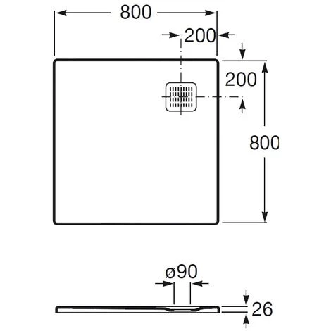 ROCA Receveur De Douche En Résine TERRAN - 800x800x26mm - Gris Ardoise 2 ROCA Receveur De Douche En Résine TERRAN - 800x800x26mm - Gris Ardoise – Image 2