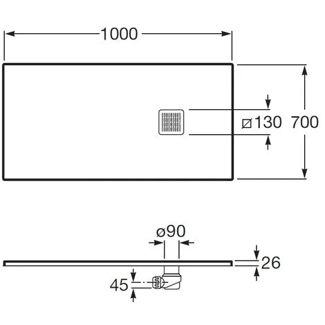 ROCA Receveur De Douche En Résine TERRAN - 1000x700x26mm - Gris Ardoise 2 ROCA Receveur De Douche En Résine TERRAN - 1000x700x26mm - Gris Ardoise – Image 2