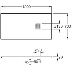 ROCA Receveur De Douche En Résine TERRAN - 1200x700x28mm - Gris Ardoise -Roca Soldes Magasin 7904753 2