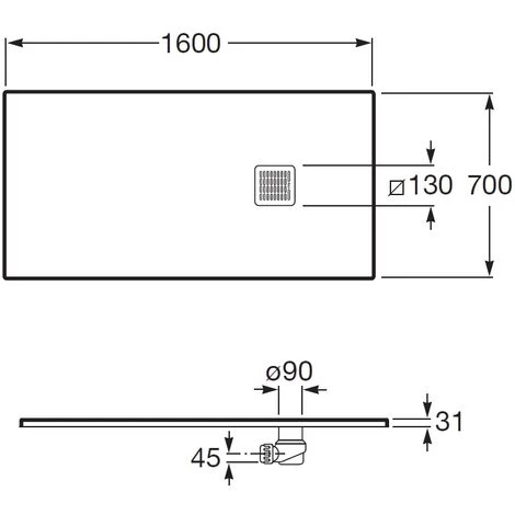 ROCA Receveur De Douche En Résine TERRAN - 1600x700x31mm - Noir 2 ROCA Receveur De Douche En Résine TERRAN - 1600x700x31mm - Noir – Image 2