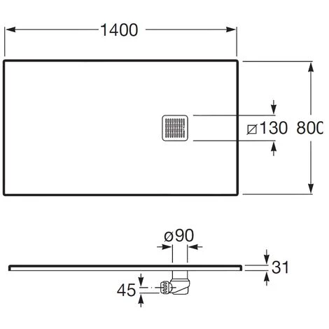 ROCA Receveur De Douche En Résine TERRAN - 1400x800x31mm - Noir 2 ROCA Receveur De Douche En Résine TERRAN - 1400x800x31mm - Noir – Image 2