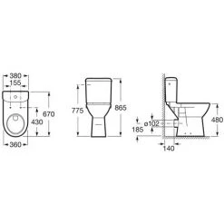 Pack WC Surélevé ROCA ACCESS S.H. 3/6L Alimentation Latérale- Blanc -Roca Soldes Magasin 9673336 3